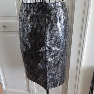 Dana Buchman Black/Silver Leather Pencil Skirt